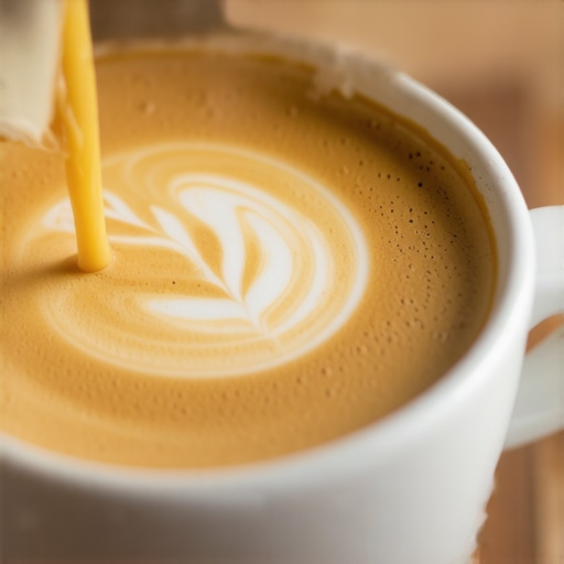 Close-up of smooth microfoam milk ready for latte art