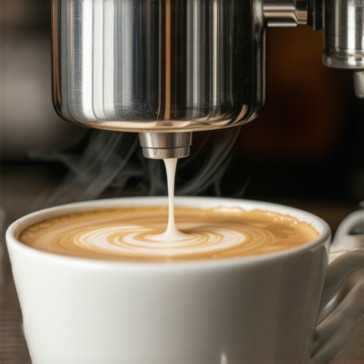 Barista creating microfoam with a professional milk steamer for latte art