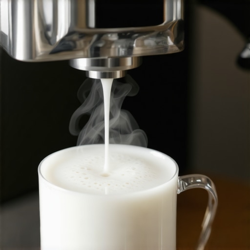 Barista steaming milk with a professional wand to create microfoam for latte art.