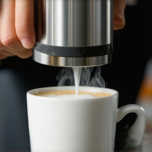 Barista steaming milk with a professional steam wand to create microfoam for latte art.