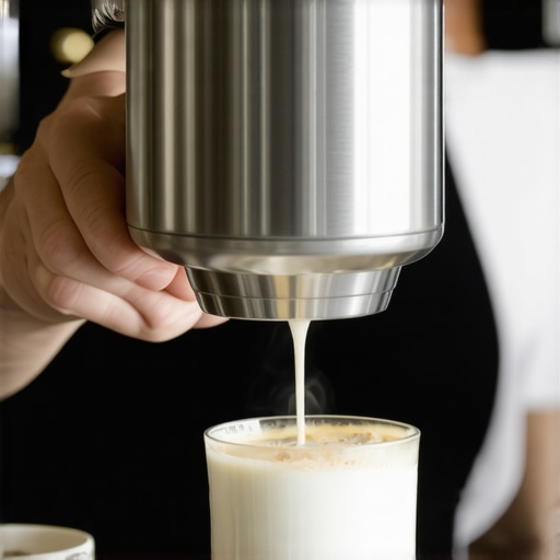 Close-up of milk being steamed with a professional wand showing the correct technique for microfoam creation