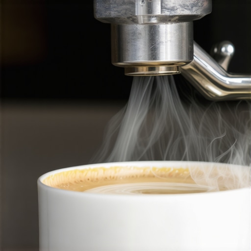 Close-up photo of milk steaming process showing microfoam formation