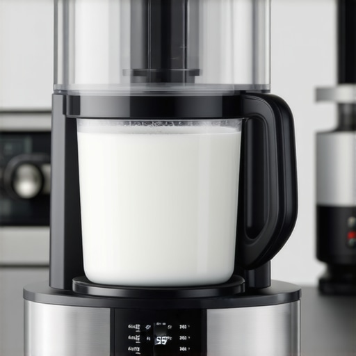 A state-of-the-art milk steamer showcasing precise temperature control steaming milk, ensuring perfect microfoam for latte art.
