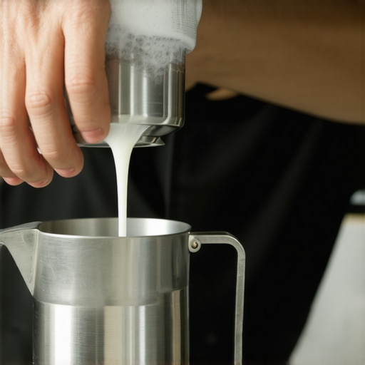 Perfect Microfoam in Action Barista steaming milk with a small steam wand, showing silky microfoam being formed in the pitcher.